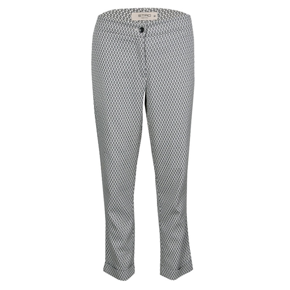 Etro Black and White Geometric Chinos